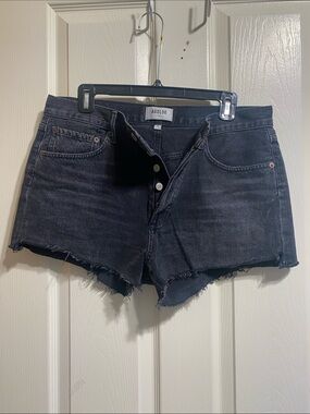 Agolde Black Raw-Hem High-Rise Denim Shorts